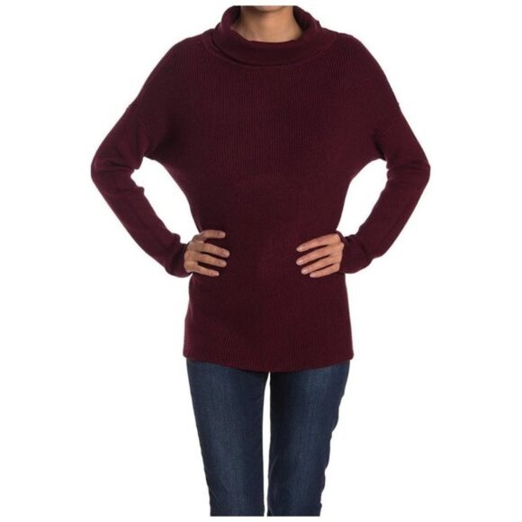Cyrus Ruby Cowl Neck Ribbed Tunic Sweater - Picture 1 of 2